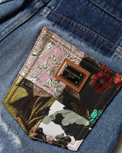 Dolce & Gabbana Blue Tattered High Waist Women Denim Jeans