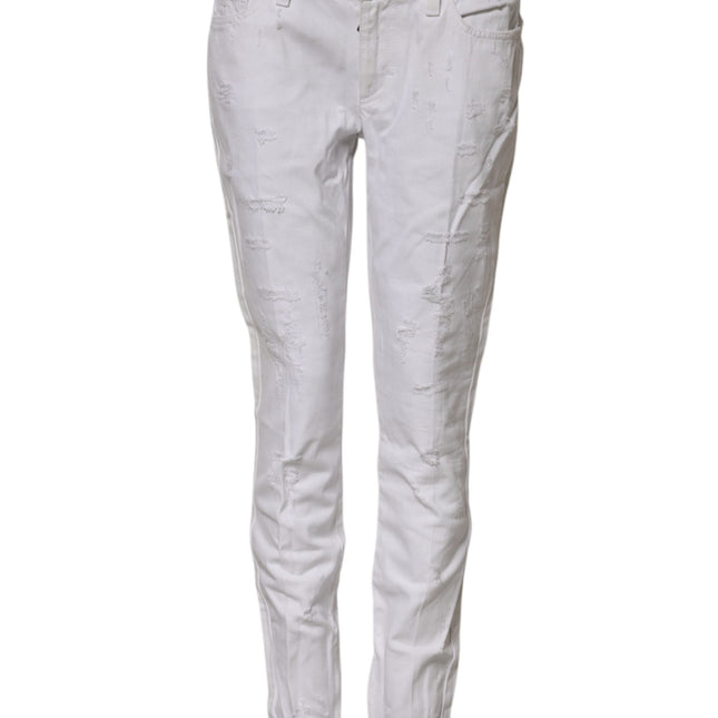 Dolce & Gabbana White Cotton Mid Waisted Women Denim Jeans