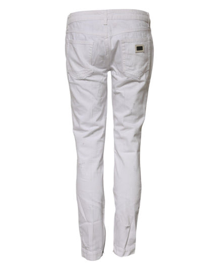 Dolce & Gabbana White Cotton Mid Waisted Women Denim Jeans