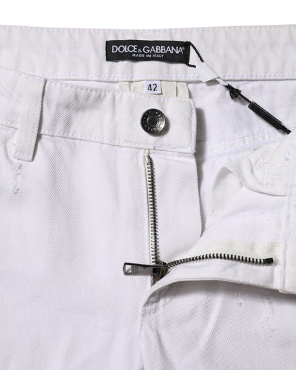 Dolce & Gabbana White Cotton Mid Waisted Women Denim Jeans