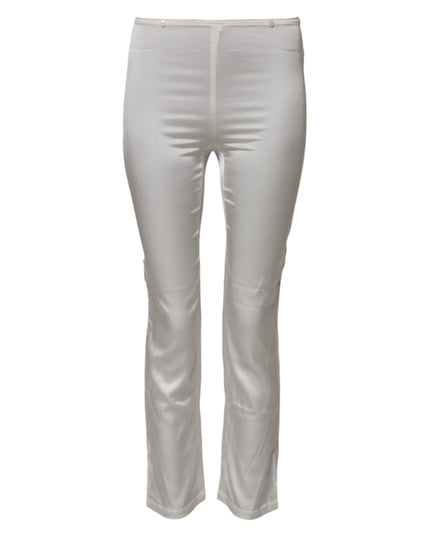 Dolce & Gabbana Ivory Silk Tapered High Waist Pants