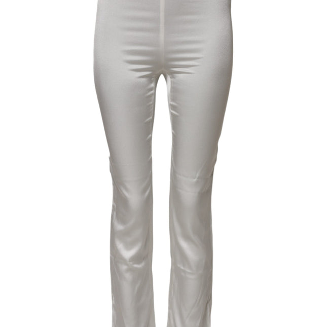 Dolce & Gabbana Ivory Silk Tapered High Waist Pants
