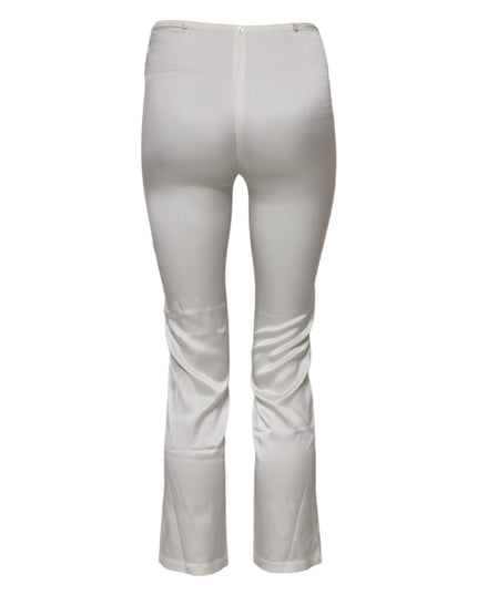 Dolce & Gabbana Ivory Silk Tapered High Waist Pants