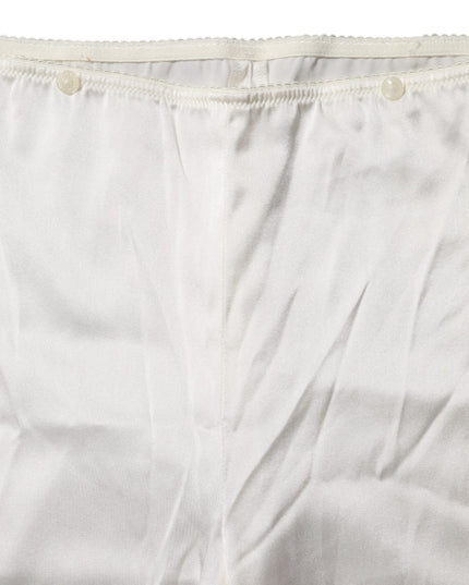 Dolce & Gabbana Ivory Silk Tapered High Waist Pants