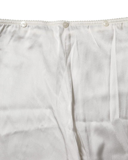 Dolce & Gabbana Ivory Silk Tapered High Waist Pants