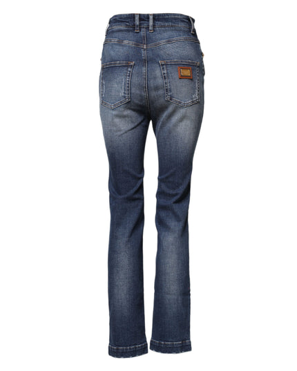 Dolce & Gabbana Blue Rhinestone Embellished Denim Jeans