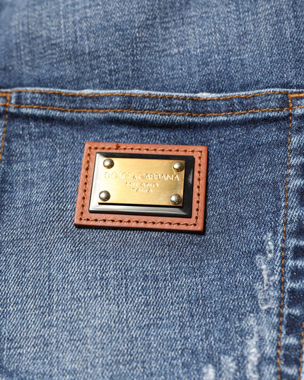 Dolce & Gabbana Blue Rhinestone Embellished Denim Jeans