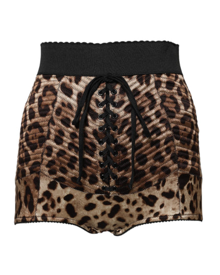 Dolce & Gabbana Brown Leopard High Waist Hot Pants Shorts