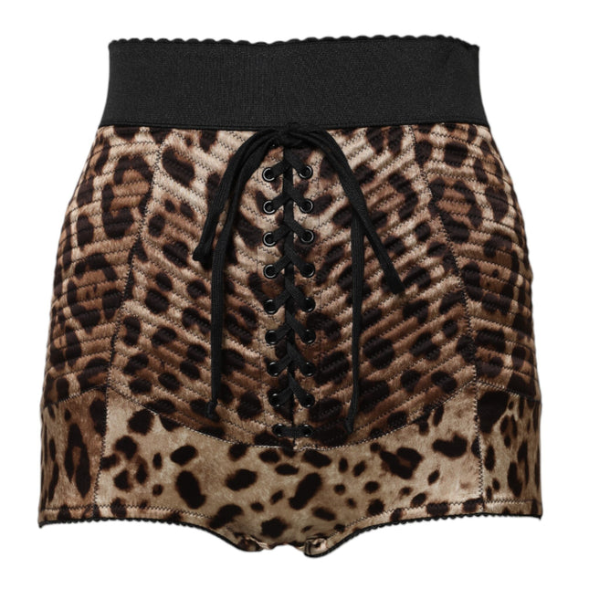Dolce & Gabbana Brown Leopard High Waist Hot Pants Shorts