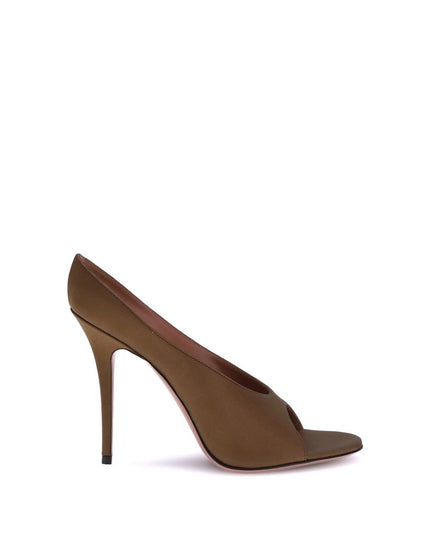 Amina Muaddi Brown Calf Leather Bos Taurus High Heel Pumps