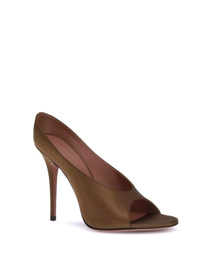 Amina Muaddi Brown Calf Leather Bos Taurus High Heel Pumps