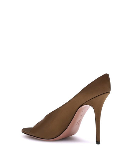 Amina Muaddi Brown Calf Leather Bos Taurus High Heel Pumps