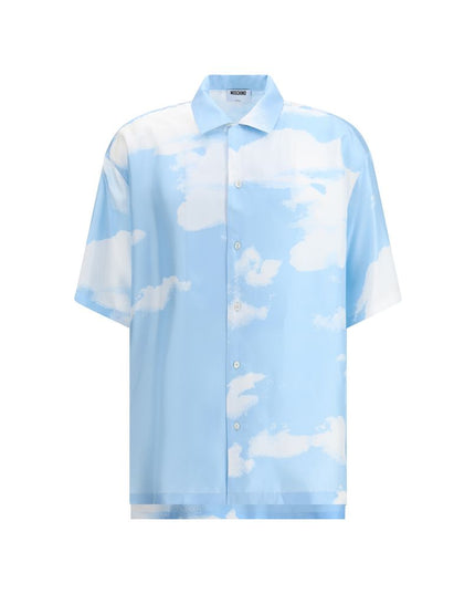 Moschino Light Blue Silk Pattern Shirt