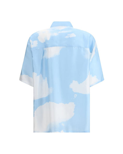 Moschino Light Blue Silk Pattern Shirt