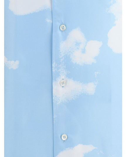 Moschino Light Blue Silk Pattern Shirt