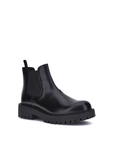Prada Black Calf Leather Bos Taurus Chelsea Boots
