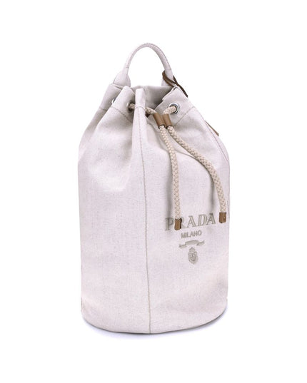 Prada White Cotton Backet Bag