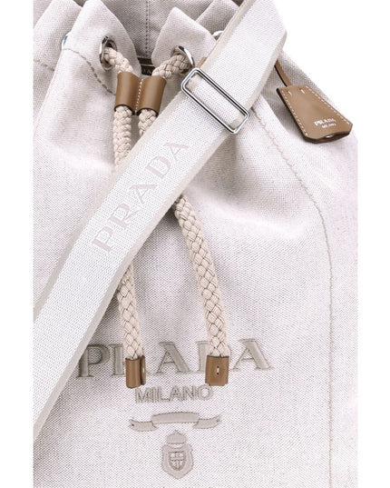 Prada White Cotton Backet Bag