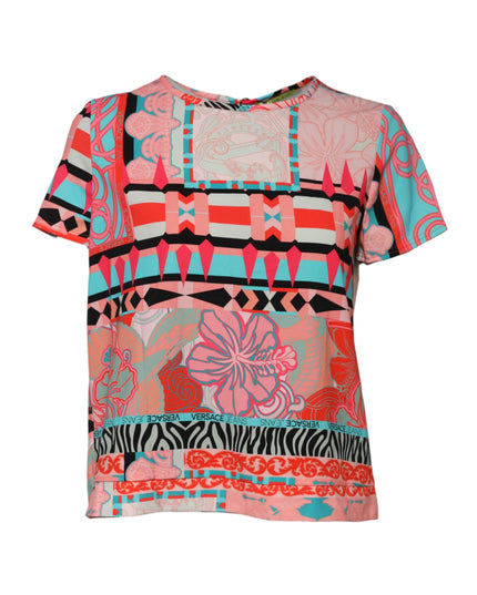 Versace Jeans Multicolor Print Short Sleeves Women Blouse Top