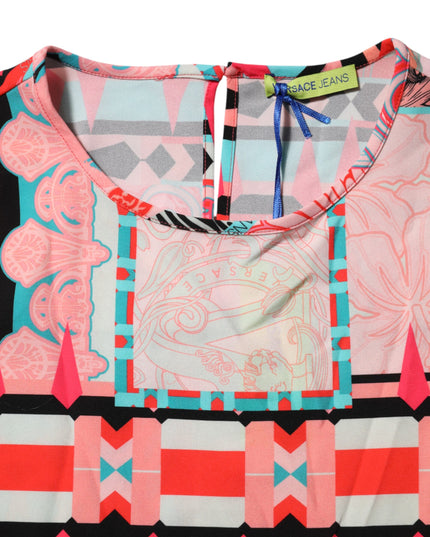 Versace Jeans Multicolor Print Short Sleeves Women Blouse Top