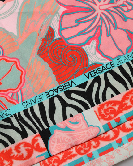 Versace Jeans Multicolor Print Short Sleeves Women Blouse Top
