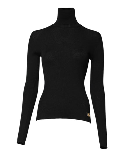 Dolce & Gabbana Black Cashmere Turtleneck Knitted Blouse Top