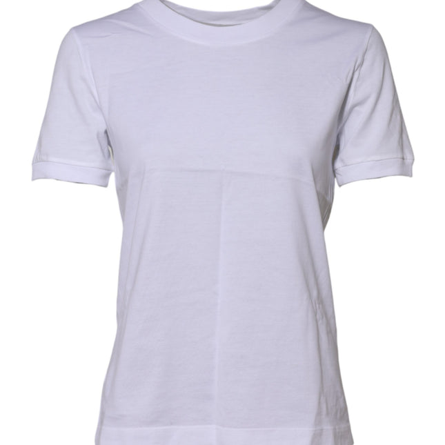 Dolce & Gabbana White Cotton Round Neck Short Sleeves T-shirt