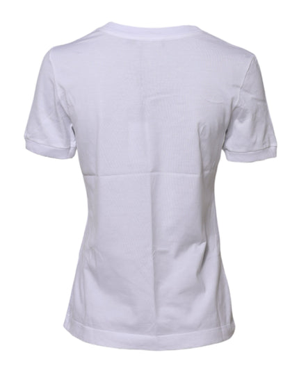 Dolce & Gabbana White Cotton Round Neck Short Sleeves T-shirt