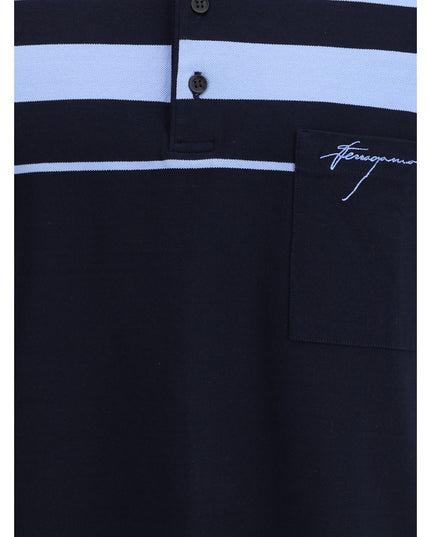 Ferragamo Blue Cotton Polo Shirt