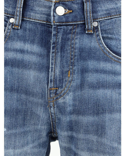 7FOR Blue Cotton Straight-Leg Jeans