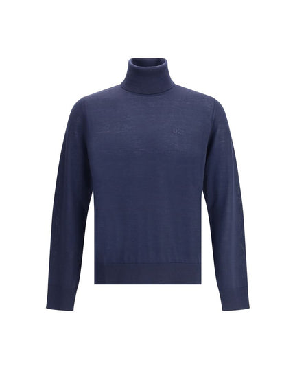 Dsquared² Blue Fleece Wool Turtleneck