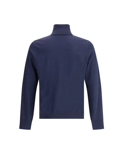 Dsquared² Blue Fleece Wool Turtleneck