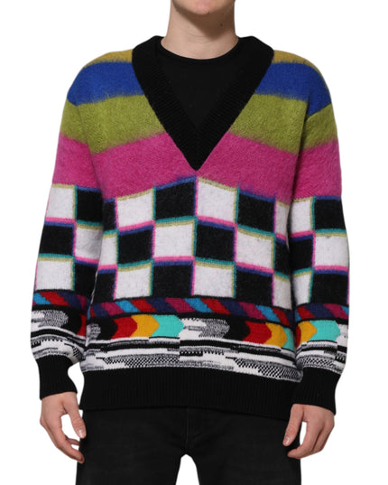 Dolce & Gabbana Multicolor Glitch Design Pullover Sweater