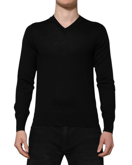 Dolce & Gabbana Dark Gray Embroidered Logo Pullover Sweater