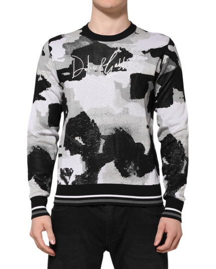 Dolce & Gabbana Multicolor Silk Camouflage Pullover Sweater