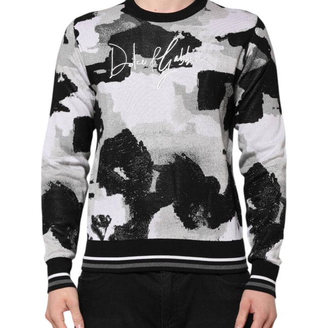 Dolce & Gabbana Multicolor Silk Camouflage Pullover Sweater