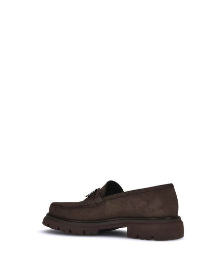 Ferragamo Brown Calf Leather Bos Taurus Slip-On Loafers