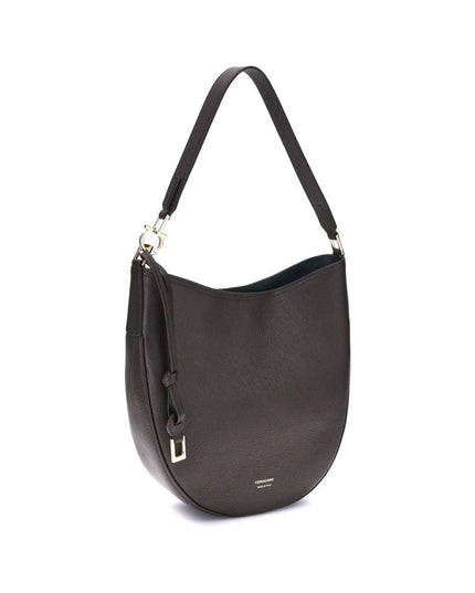 Ferragamo Brown Calf Leather Bos Taurus Shoulder Bag