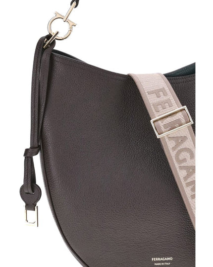 Ferragamo Brown Calf Leather Bos Taurus Shoulder Bag