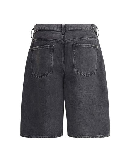 7FOR Black Cotton Bermuda Shorts