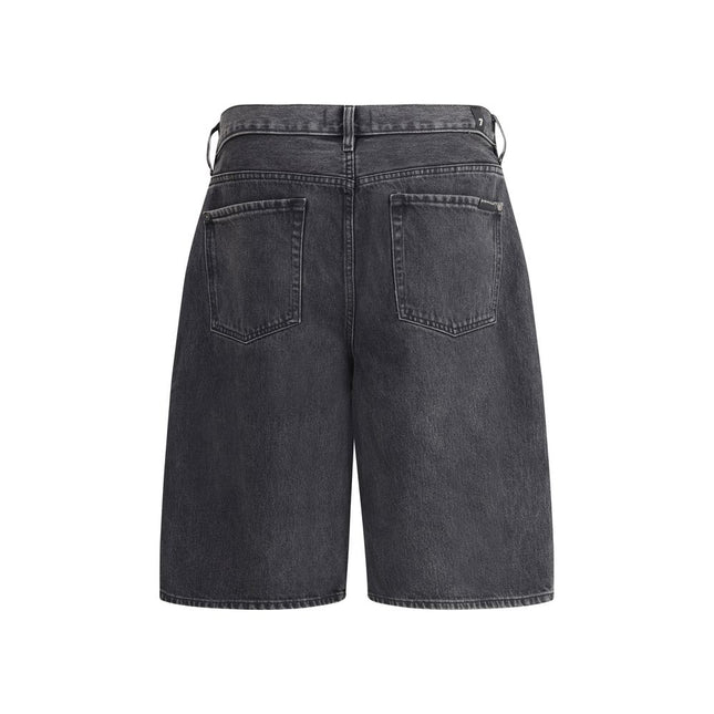 7FOR Black Cotton Bermuda Shorts