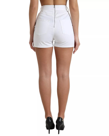Dolce & Gabbana White Front Lace High Waist Hot Pants Shorts