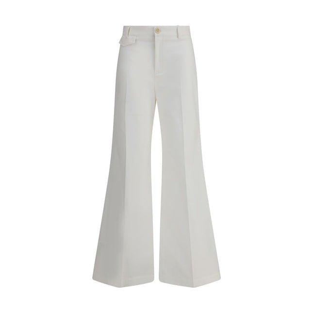 Chloé White Cotton Flared Pants