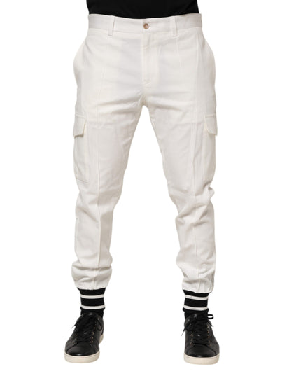 Dolce & Gabbana White Cotton Jogger Cargo Skinny Men Pants