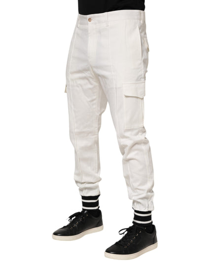Dolce & Gabbana White Cotton Jogger Cargo Skinny Men Pants