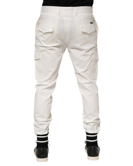 Dolce & Gabbana White Cotton Jogger Cargo Skinny Men Pants