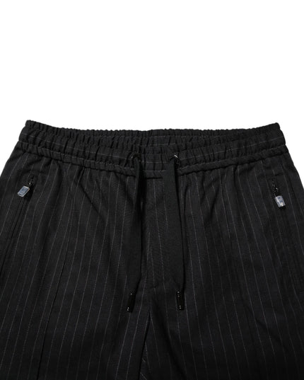 Dolce & Gabbana Black Striped Wool Men Jogger Pants