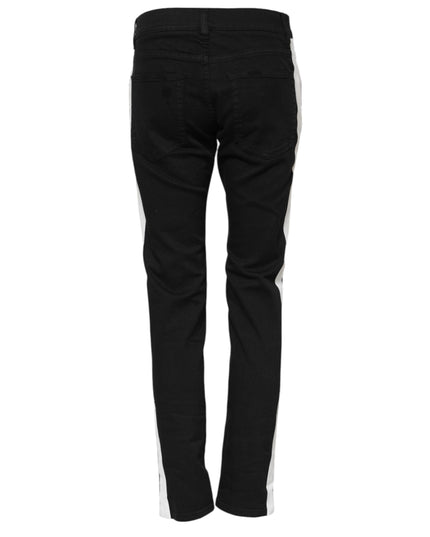 Dolce & Gabbana Black Tattered White Lining Skinny Denim Jeans