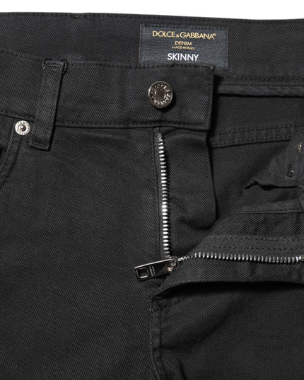 Dolce & Gabbana Black Tattered White Lining Skinny Denim Jeans