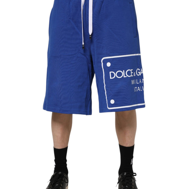 Dolce & Gabbana Blue Logo Cotton Bermuda Sweatshorts Shorts